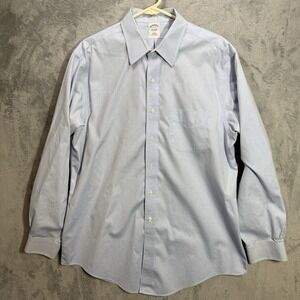 Brooks Brothers Non Iron Slim Fit Blue Long Sleeve‎ Button Up Shirt Men's 17-35